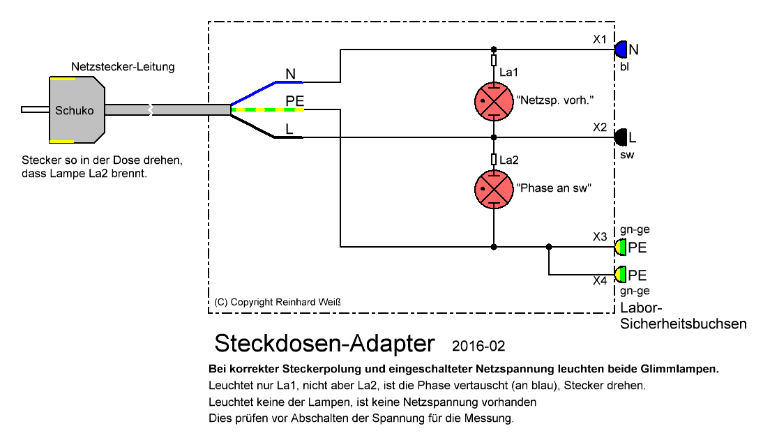Steckdosenadapter 02/2016 Stromlauf